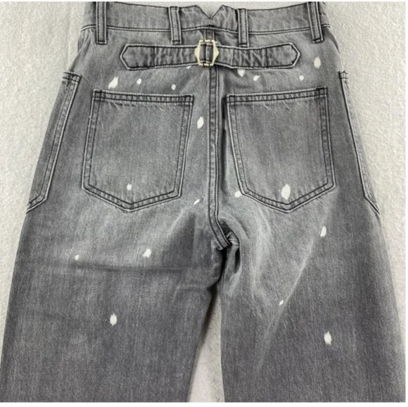 NWT Free People x Sandrine Rose Wide Straight Leg Jeans Button fly Buckle Back - Picture 3 of 5